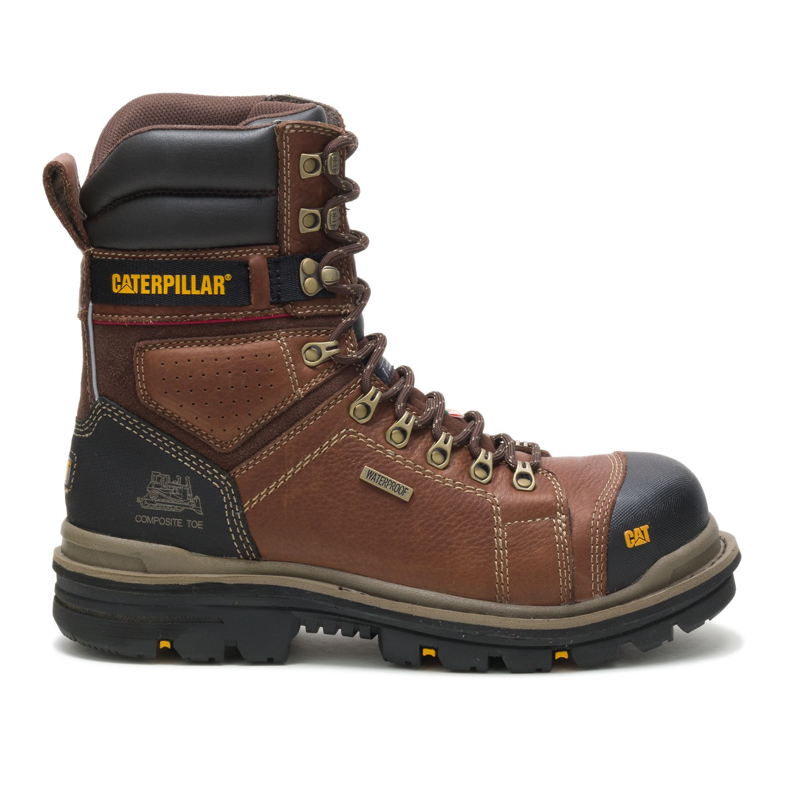 Caterpillar Boots Lahore - Caterpillar Hauler 8" Waterproof Composite Toe Csa Mens Work Boots Brown (783560-CKI)